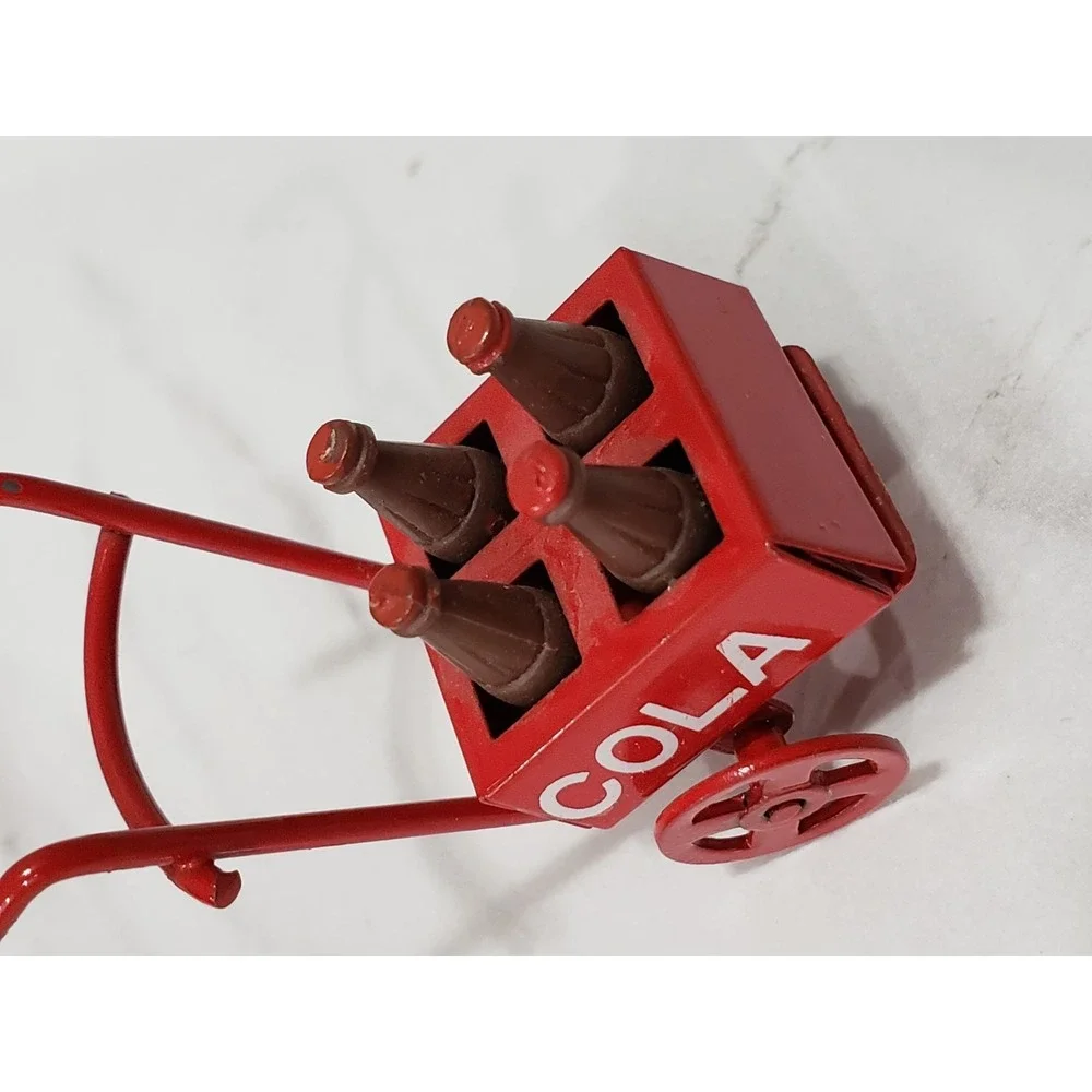 Vintage Miniature Metal Coca-Cola Handtruck Push Cart soda vendor dollhouse